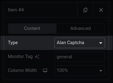 Screenshot of the Widget Selector showing the search results for Form