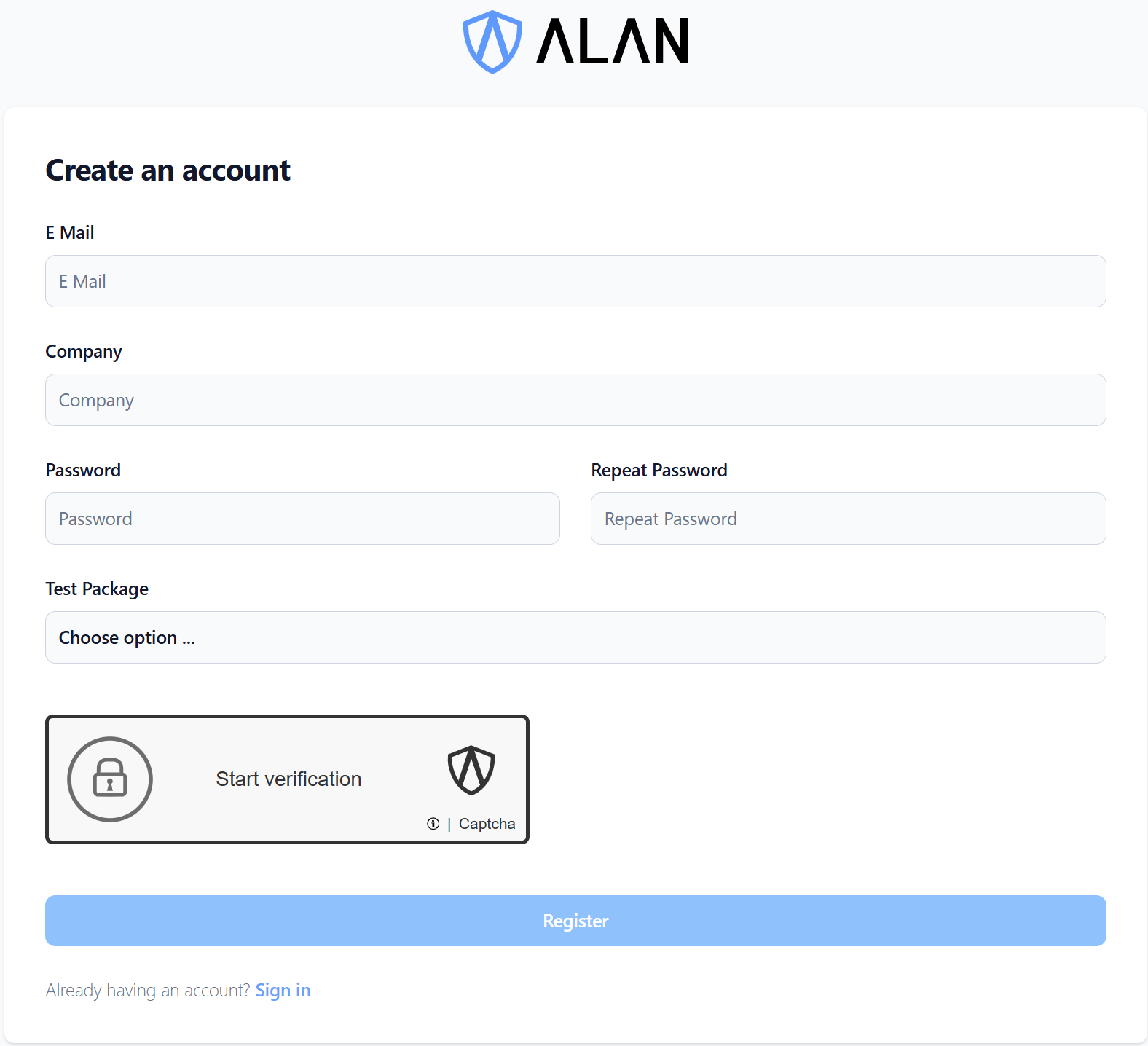 ALAN Captcha Registration